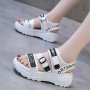 Strappy Velcro Thick Soled Open Toe Women Sandals - White