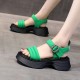 Casual Style Open Toe Muffin Buckle Closure Sandals - Green image