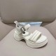 Casual Style Open Toe Muffin Buckle Closure Sandals - Cream image