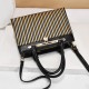 Luxury Adjustable Strappy Zipper Closure Women Tote Hand Bag - Black image