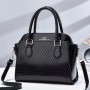 Fashionable Embossed Design Zipper Women Messenger Hand Bag - Black