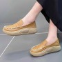 Casual Shallow Mouth Thick Sole Slip On Loafers Casual Shoes Brown