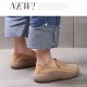 Casual Shallow Mouth Thick Sole Slip On Loafers Casual Shoes Brown image