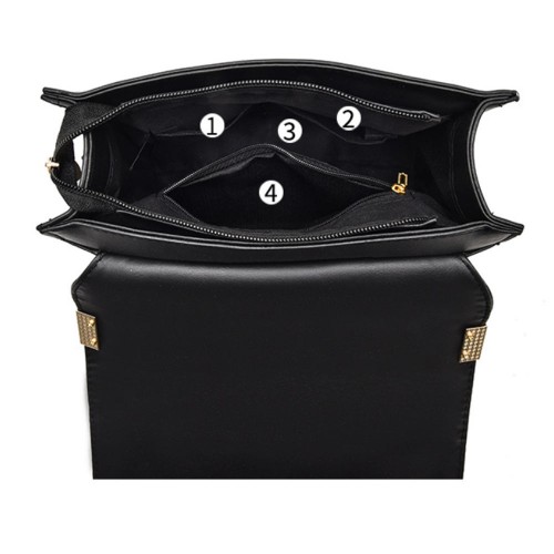 Elegant Rhombus Flip Lock Closure Women Shoulder Bag - Black image