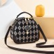 Trendy Zipper Closure Cat Kit Round Mini Women Shoulder Bag - Black image