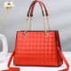 Embossed Design Zipper Double Hand Chain Women Tote Hand Bag - Red image