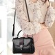 Elegant Lock Design Flap Cross Body Texture Women Shoulder Bag - Black image