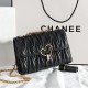 Luxury Wrinkle Embossed Flip Chin Strip Women Shoulder Bag - Black image