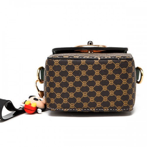 Flip Checkbox Pattern Mickey Mouse Women Mini Shoulder Bag - Black image