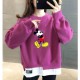 Trendy Round Neck Mickey Mouse Printed Tops Sweater - Pink image