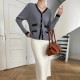 Soft Waxy Button Closure Cardigan Style Long Sleeve Sweater - Grey image