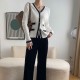 Soft Waxy Button Closure Cardigan Style Long Sleeve Sweater - White image