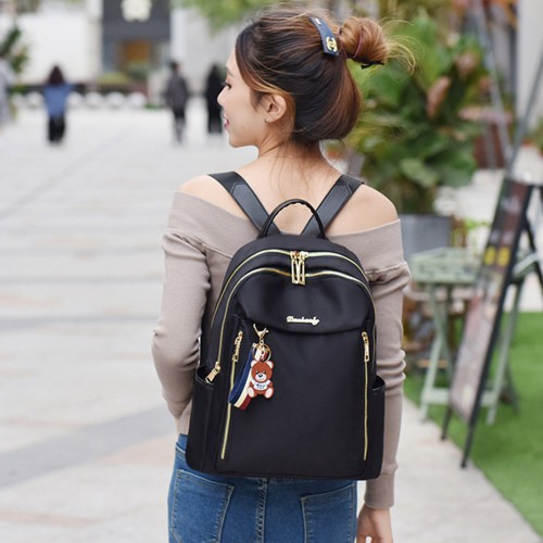  Shoulder Straps Micky Mouse Waterproof Women Travel Backpack - Black image
