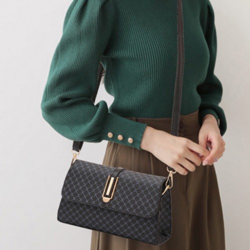Trendy Geometric Patch Pocket Women Shoulder Bags - Black image