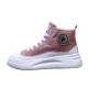 Lightweight High-top Lace Up Wedges Jogging Sneakers - Pink image