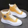 Lightweight High-top Lace Up Wedges Jogging Sneakers - Yellow