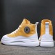 Lightweight High-top Lace Up Wedges Jogging Sneakers - Yellow image