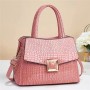 Double Hand Versatile Stone Pattern Zipper  Women Tote Handbag - Pink