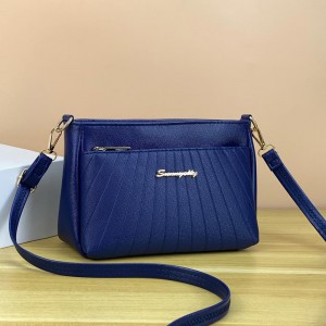 Trendy Adjustable Stripe Rhombic Small Square Messenger Bag - Blue