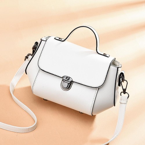 Stylish & Functional Removable Strip Round Shoulder Bag - White image