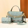 Two Piece Durable Chain Texture Embossed Women Shoulder Bag - Green
