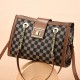Trendy Zip Closure Messenger Check Box Women Shoulder Bags - Dark Brown image