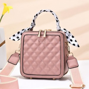 Rhombus Portable Square Messenger Women Shoulder bag - Pink