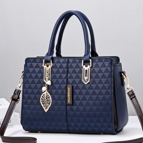 Stylish & Functional Geometric Embossed Women Tote Handbags - Blue image