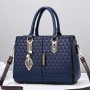 Stylish & Functional Geometric Embossed Women Tote Handbags - Blue