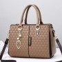 Stylish & Functional Geometric Embossed Women Tote Handbags - Brown