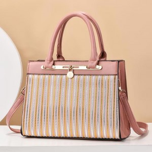 Luxury Adjustable Strappy Zipper Closure Women Tote Hand Bag - Pink