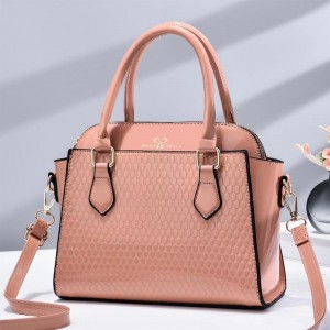 Fashionable Embossed Design Zipper Women Messenger Hand Bag - Pink