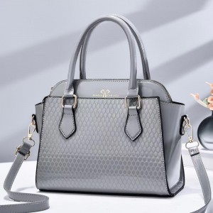 Fashionable Embossed Design Zipper Women Messenger Hand Bag - Grey