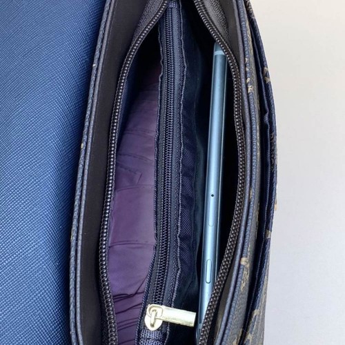 Elegant Flap Geometric Printed Zipper Pocket Shoulder Bag - Chocolate image
