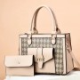 Trendy Two Piece Rhombus Square Women Tote Hand Bag - Beige