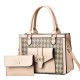 Trendy Two Piece Rhombus Square Women Tote Hand Bag - Beige image