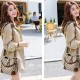 Three-Strap Contrasting Diagonal Design Women's Shoulder Bag - Light Brown image