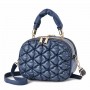 Trendy Embossed Winkled  Mini Women Round Shoulder Bag - Blue
