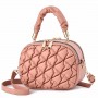 Trendy Embossed Winkled  Mini Women Round Shoulder Bag - Pink