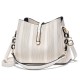 Luxury Texture Crossbody Interior Zip Pocket Women Bucket Handbag - Cream image