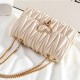 Luxury Wrinkle Embossed Flip Chin Strip Women Shoulder Bag - Cream image