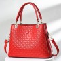 Trendy Oblique Double Hand Floral Women Tote Hand Bag - Red