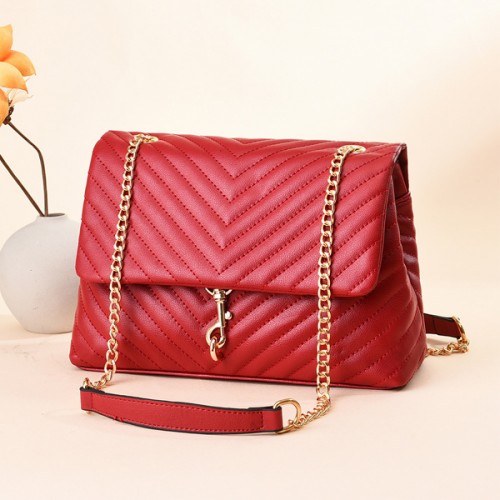 Embossed Wrinkled Convertible Strap Edie Flap Shoulder Bag - Red image