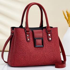 Trendy Floral Lace Patterns Bucket Tote Shoulder Bags - Red
