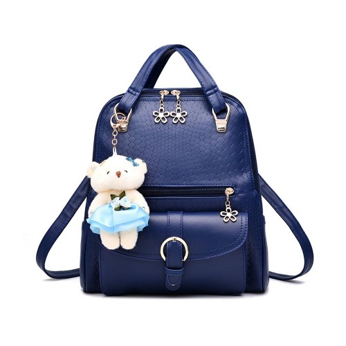 Luxury Teddy Bear Ring Multi Pockets Women Backpack - Blue image