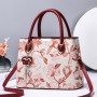 Zipper Pockets Mobile Phone Floral Printed Bucket Women Hand Bags - Red