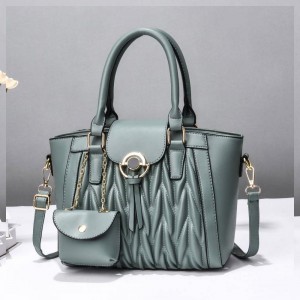 Elegant Inner Pockets Drawstring Buckle Winkled Women Hand Bags - Green
