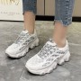 Comfort Round Toe Breathable Lace Up Sports Sneakers - Grey