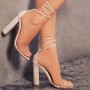 Transparent Gladiator Ankle Strap Thin High Heels Women Sandals - White