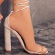 Transparent Gladiator Ankle Strap Thin High Heels Women Sandals - White image